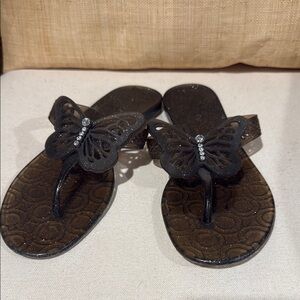 Coach Black Butterfly jelly flip flops 8
